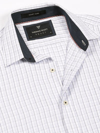 Thomas Scott Men Smart Spread Collar Gingham Checked Cotton Formal Shirt
