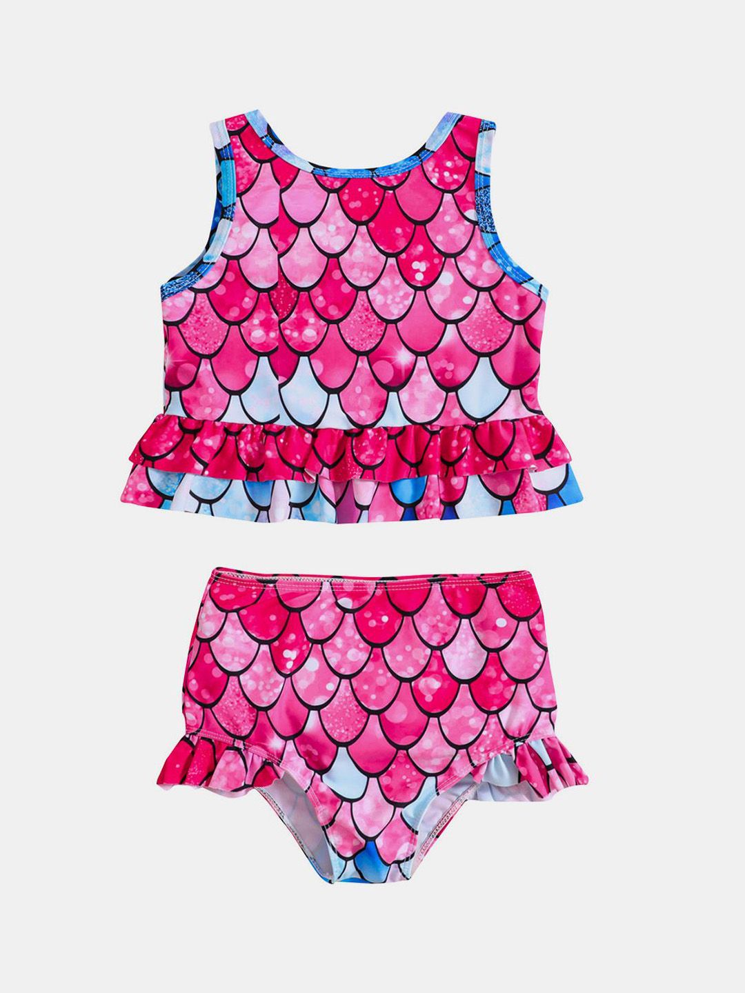 YK Girls Printed Top & Shorts Swim Set