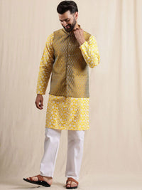 Anouk Men Ethnic Motifs Embroidered Regular Kurta with Pyjamas & Nehru Jacket