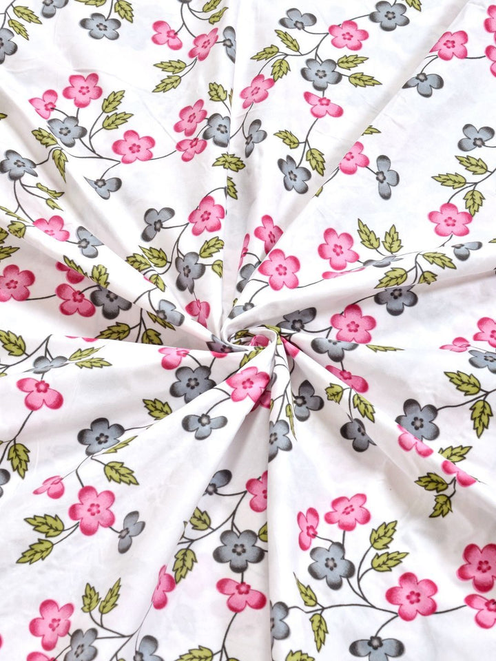 KLOTTHE Krim Kapas Bunga 300 TC Cadar King Halus dengan 2 Sarung Bantal-98 x 89 inci