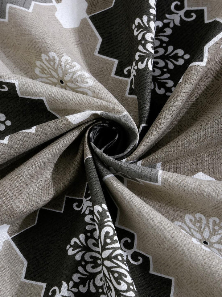 KLOTTHE Grey Geometric Printed 400 TC Cotton King Bedsheet Set 2.50 m x 2.25 m