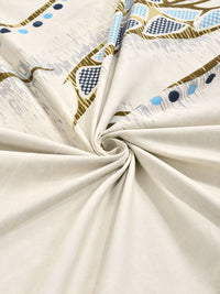 KLOTTHE Cream Color & Grey Printed 300 TC Double Bedsheet & 2 Pillow Covers-2.5 m x 2.25 m