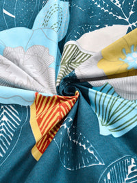 KLOTTHE Blue & White Printed 300 TC Double Bedsheet With 2 Pillow Covers- 2.5 m x 2.25 m