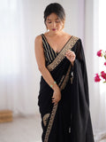 Saree mall Floral Sequinned Silk Blend Sarees