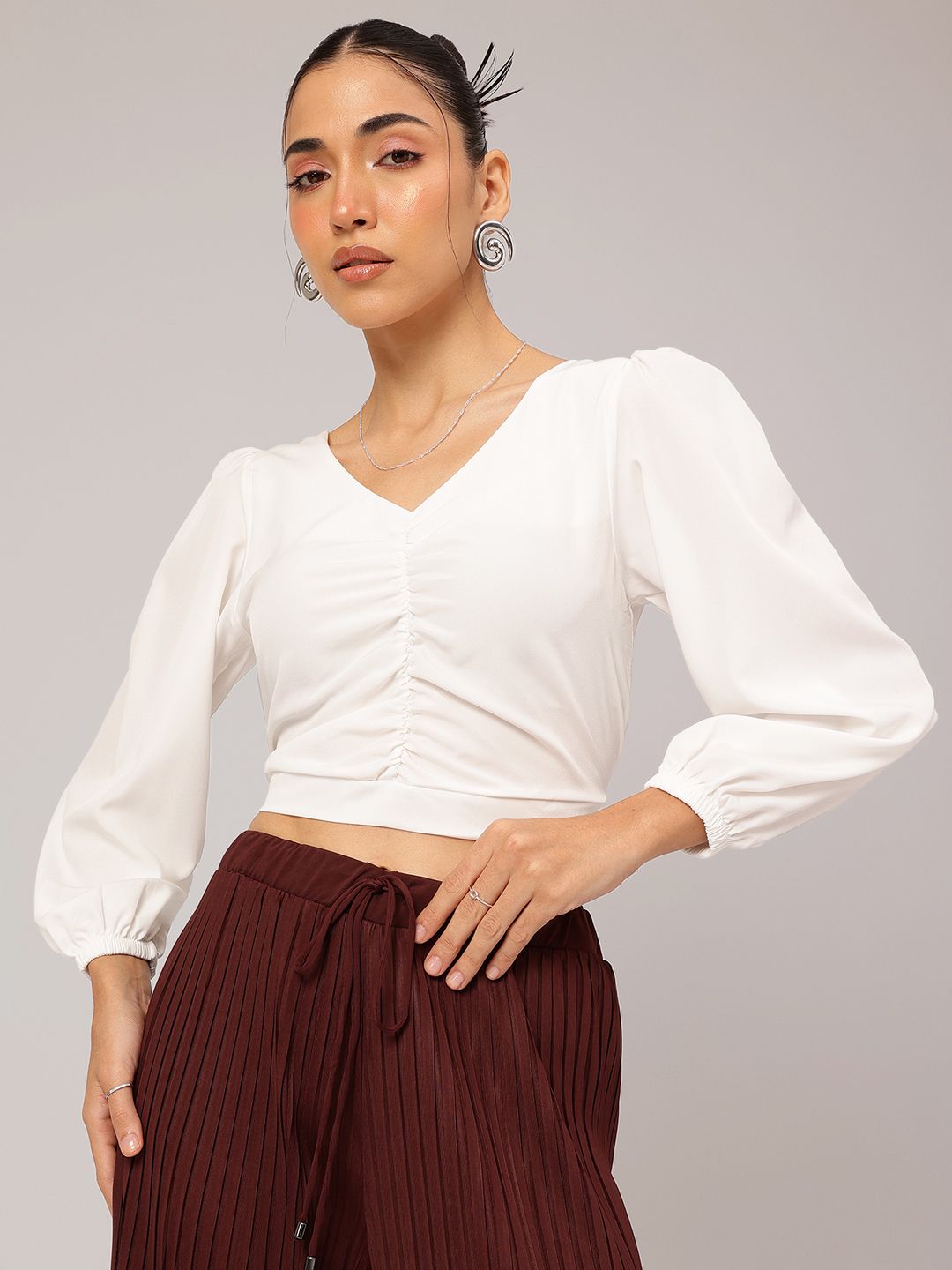 DressBerry Ruched Dreamscape Crop Top