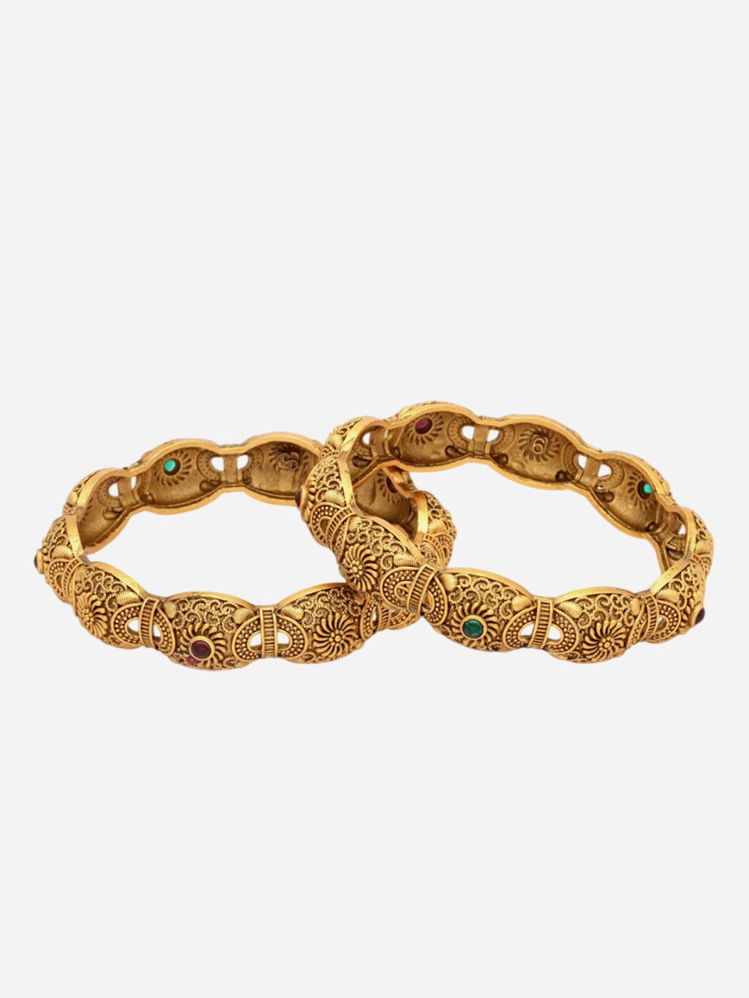 Set PANASH Daripada 2 24 CT Gelang Antik Bertampal Emas Bersalut Emas