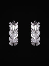 PANASH 925 Sterling Silver Rhodium-Plated CZ-Studded Hoop Earrings