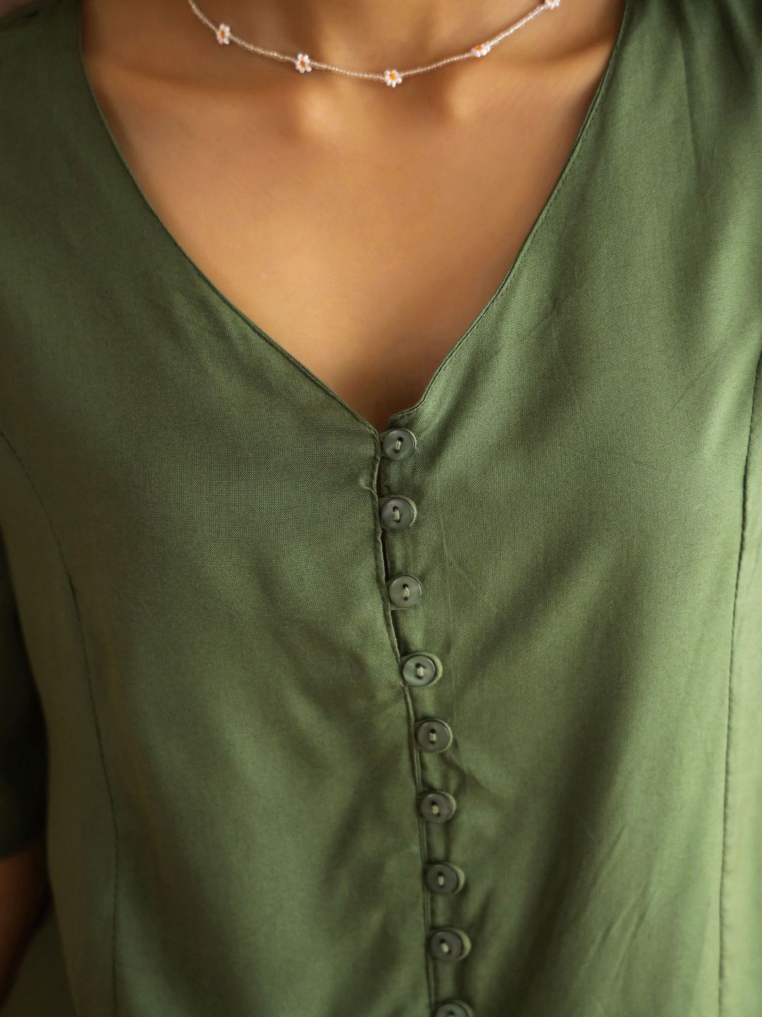 SANSKRUTIHOMES V-Neck Short Sleeve Top With Trouser Co-Ords