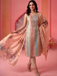Mamicha Women Regular Thread Work Kurta with Trousers & With Dupatta