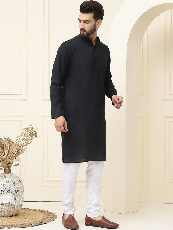 SOJANYA Kurta Linen Kapas Biasa Kolar Mandarin Dengan Pijama