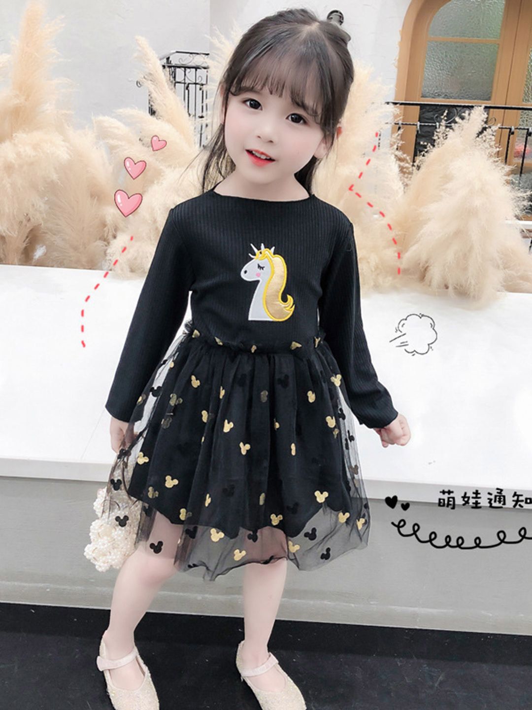 YK Girls Embroidered Fit & Flare Dress