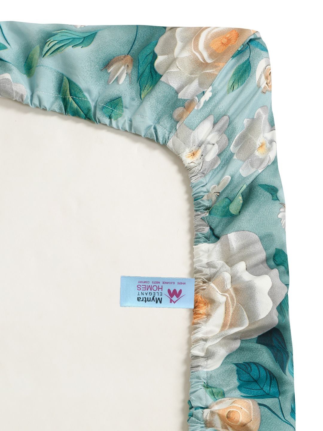 Myntra Elegant Homes Turquoise Blue Floral 300 TC Cadar Katil King dengan 2 Sarung Bantal