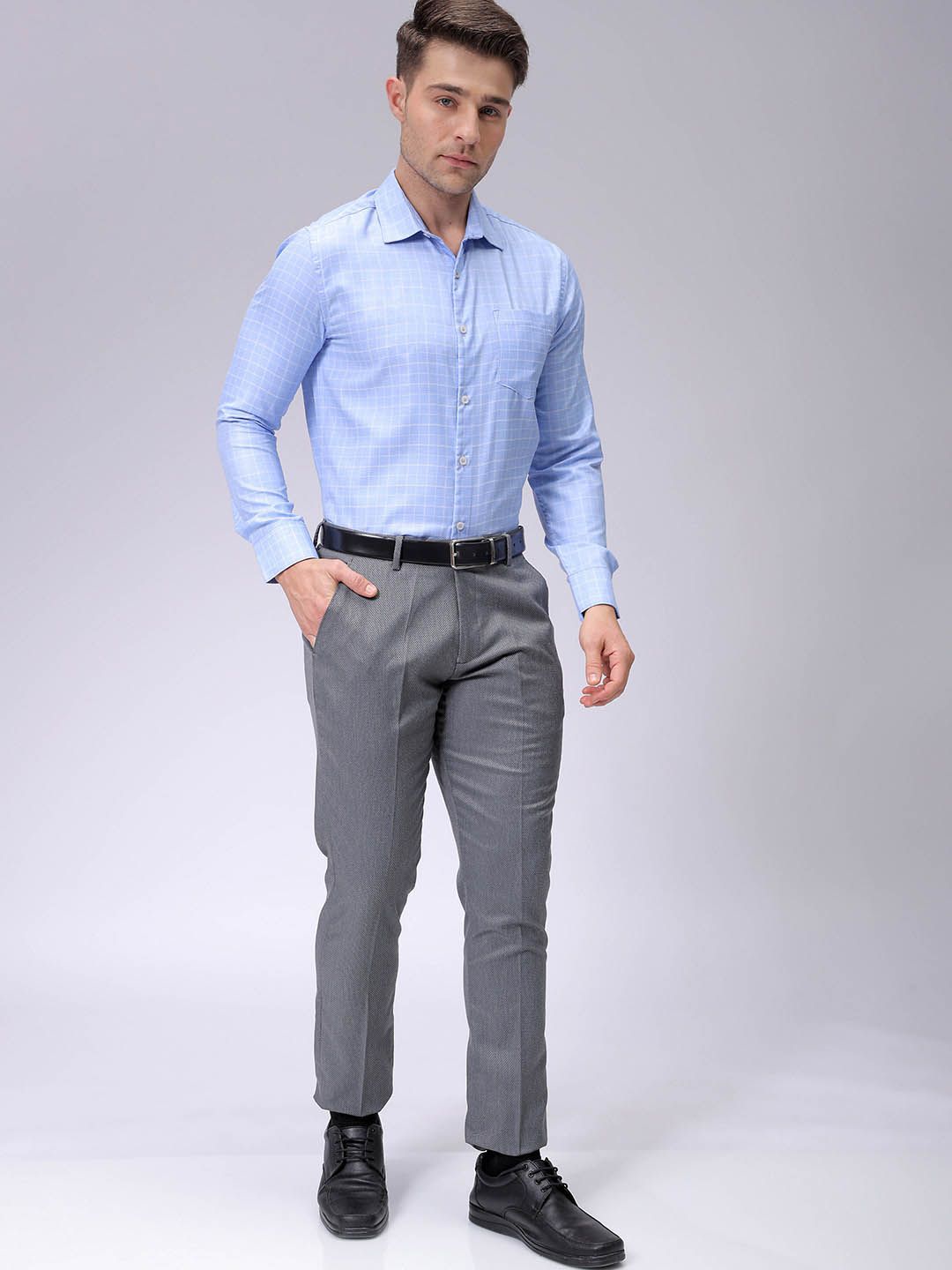 The Indian Garage Co. X Luxe Men Spread Collar Checked Cotton Slim Fit Formal Shirt