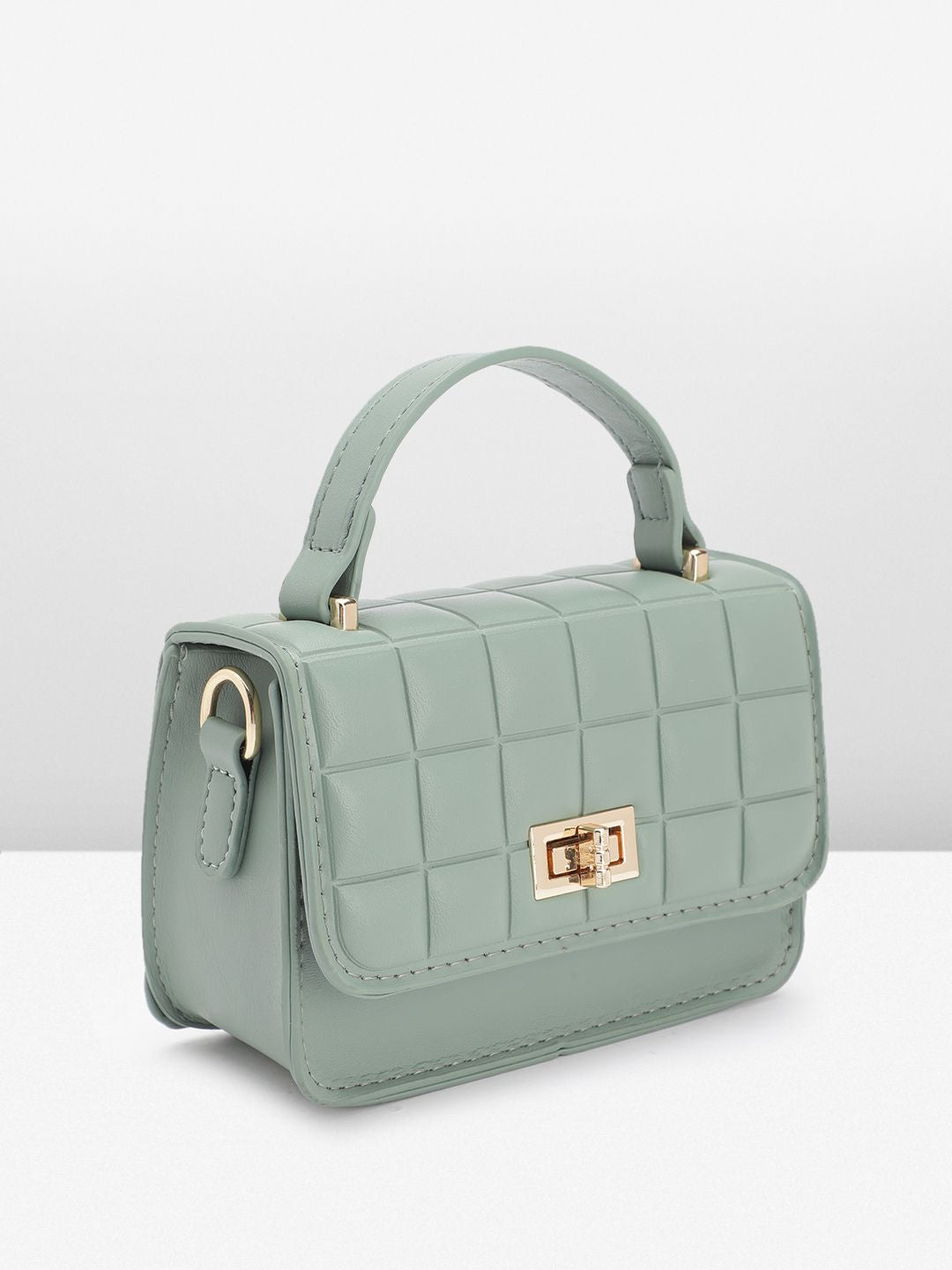 DressBerry Quilted Structured Satchel Bag