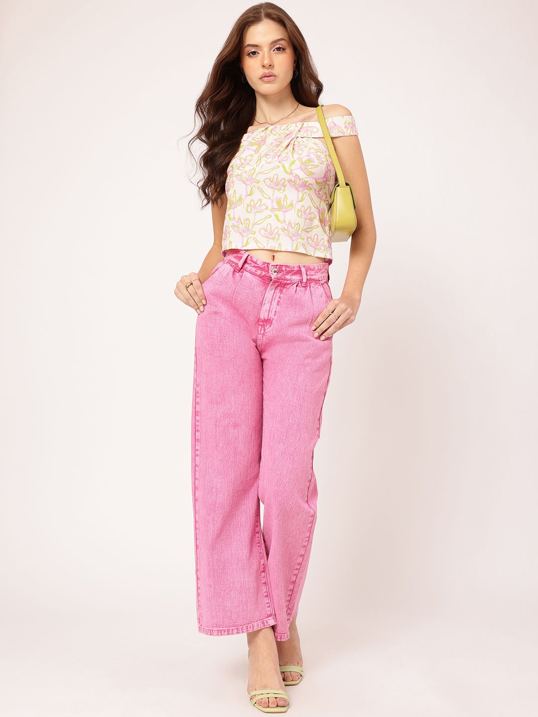 DressBerry Trendsetter Glow Floral Printed Off-Shoulder Twisted Empire Top