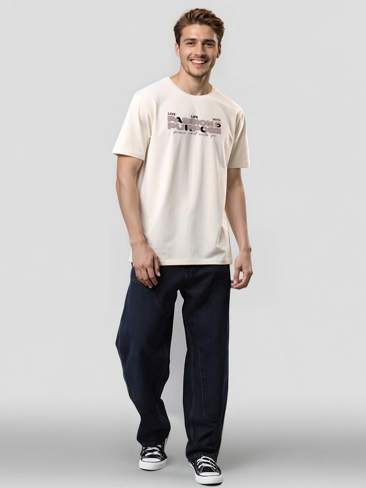 ADRO Men Typography Printed Round Neck Cotton T-shirt