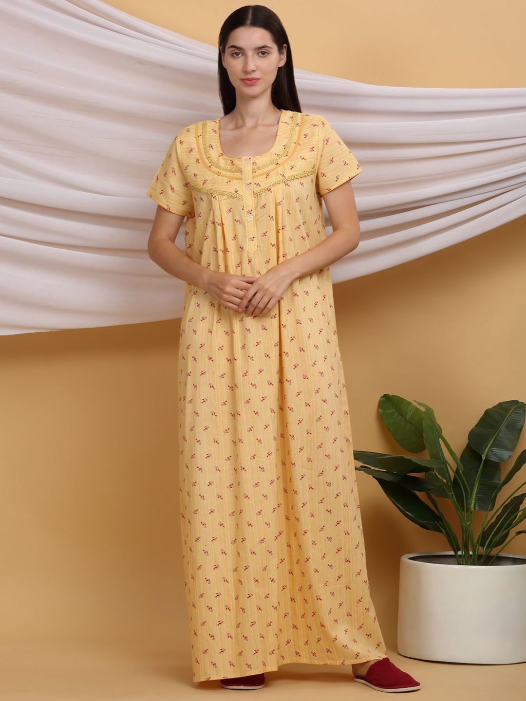 Sweet Dreams Printed Pure Cotton Maxi Nightdress