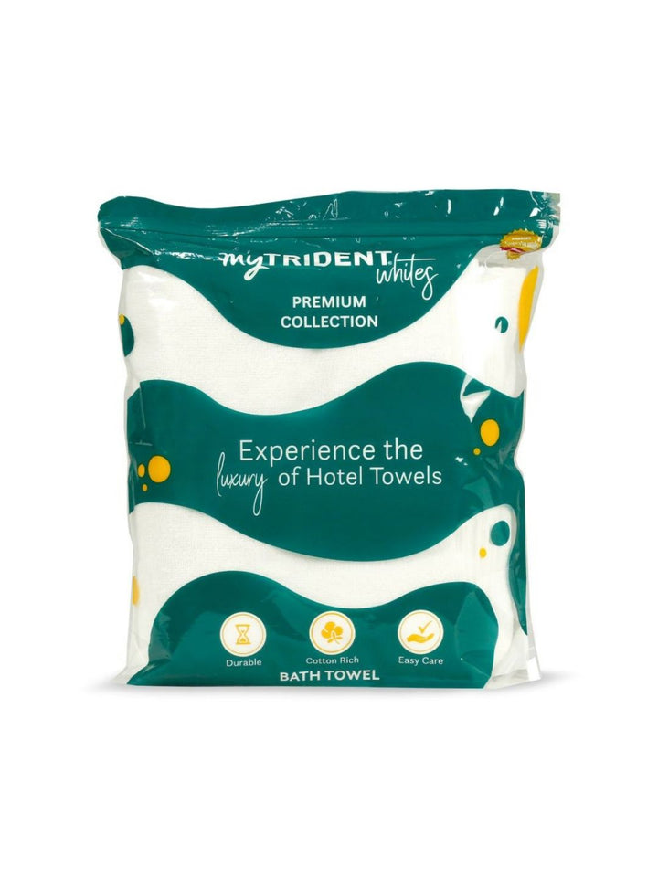 MYTRIDENT White 1 Cotton 550 GSM Bath Towel