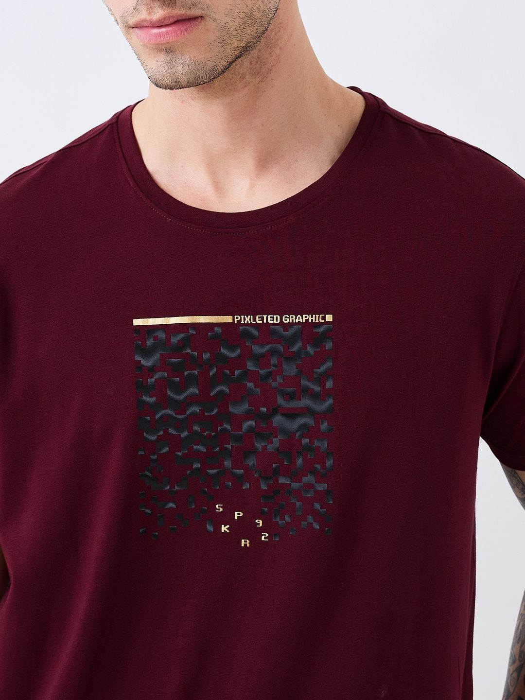 SPYKAR Men Graphic Printed Round Neck Cotton Slim Fit T-shirt