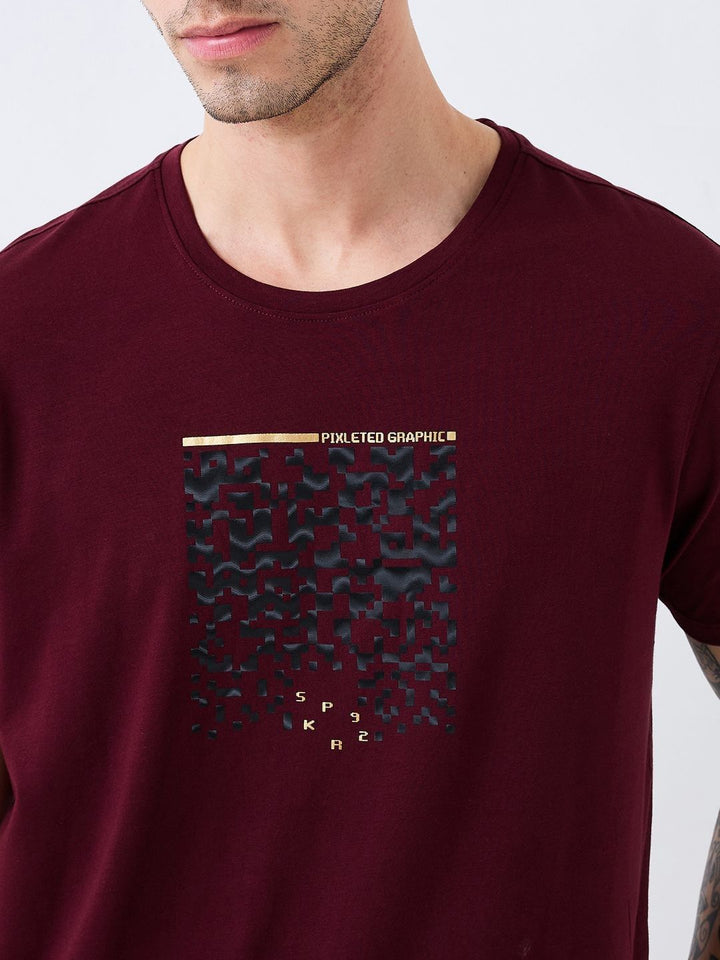 SPYKAR Men Graphic Printed Round Neck Cotton Slim Fit T-shirt