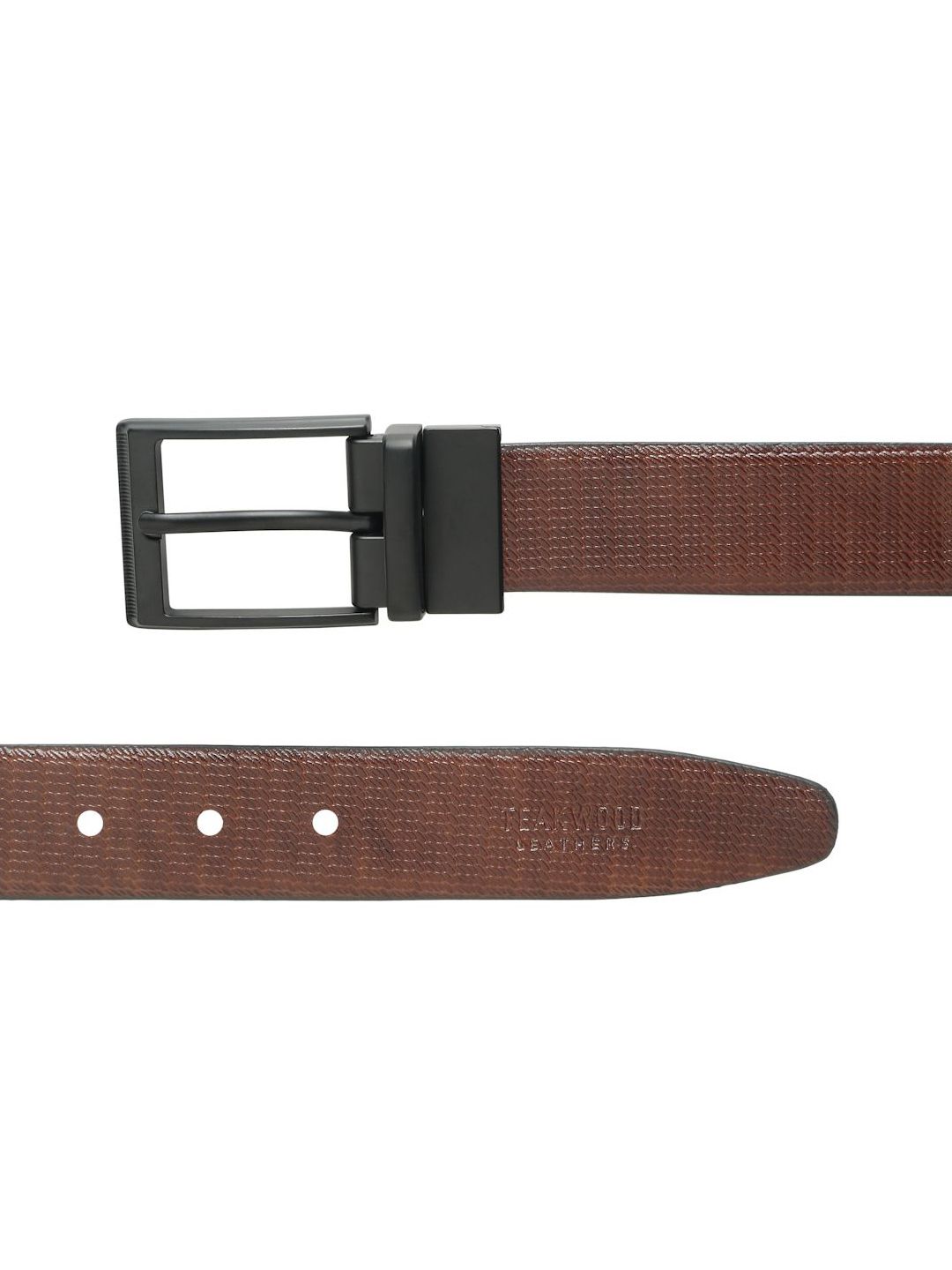 Teakwood Leathers Men Textured Leather Reversible Formal Belt