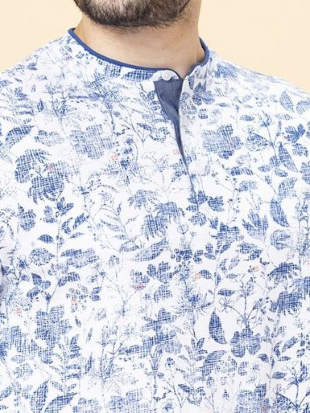Being Human Men Floral Henley Neck Pockets T-shirt