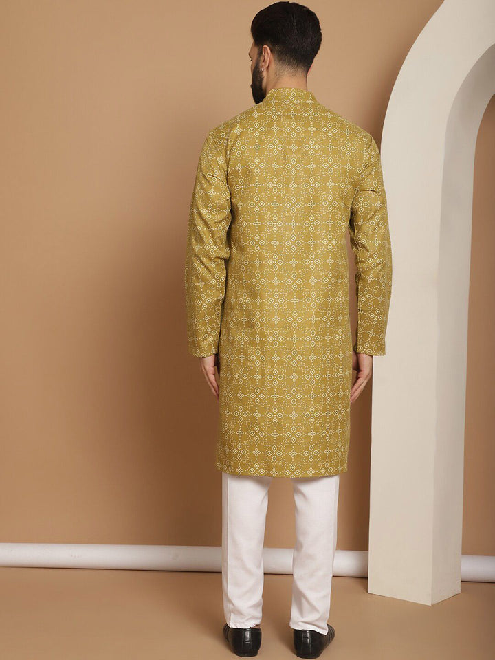 Kurta Biasa Motif Etnik Anouk Bercetak Kolar Mandarin Panjang Lutut dengan Churidar