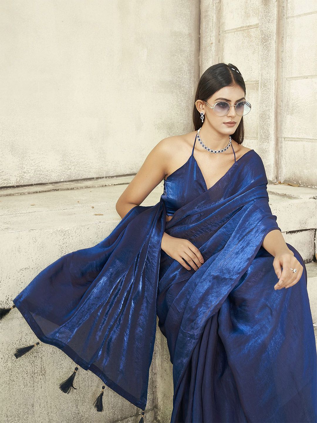 Tikhi Imli Two Way Two Tone Shimmer Jimmy Choo Satin Saree
