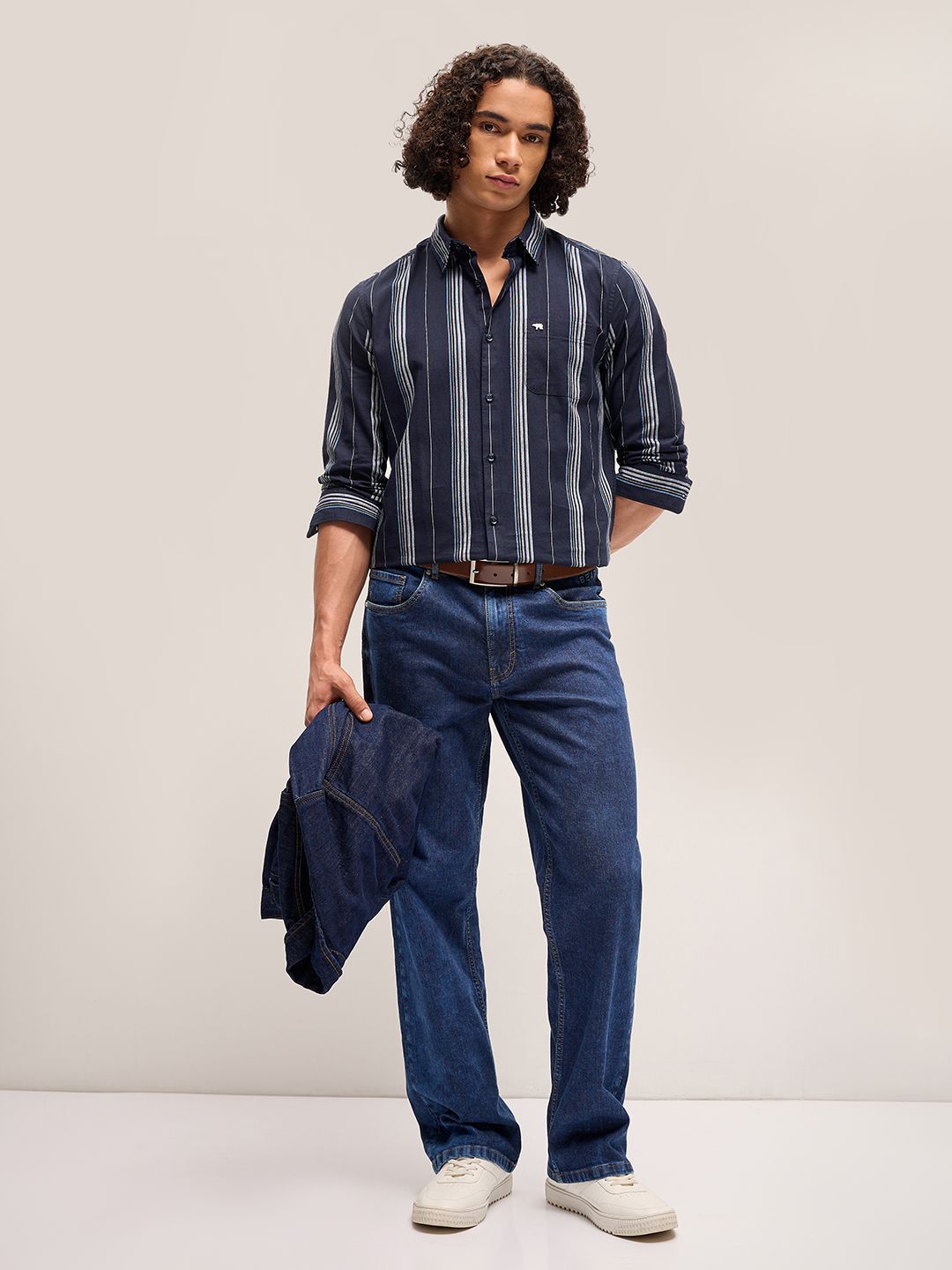 THE BEAR HOUSE Men Striped Slim Fit Pure Cotton Casual Shirt
