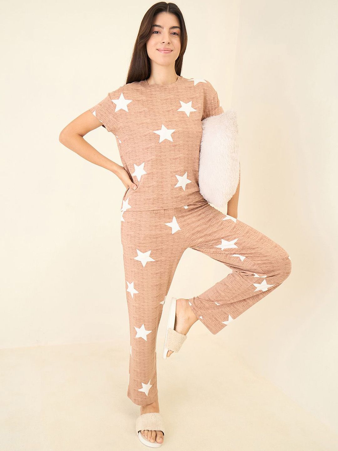 Sweet Dreams Women Printed Top & Pajamas Night Suit
