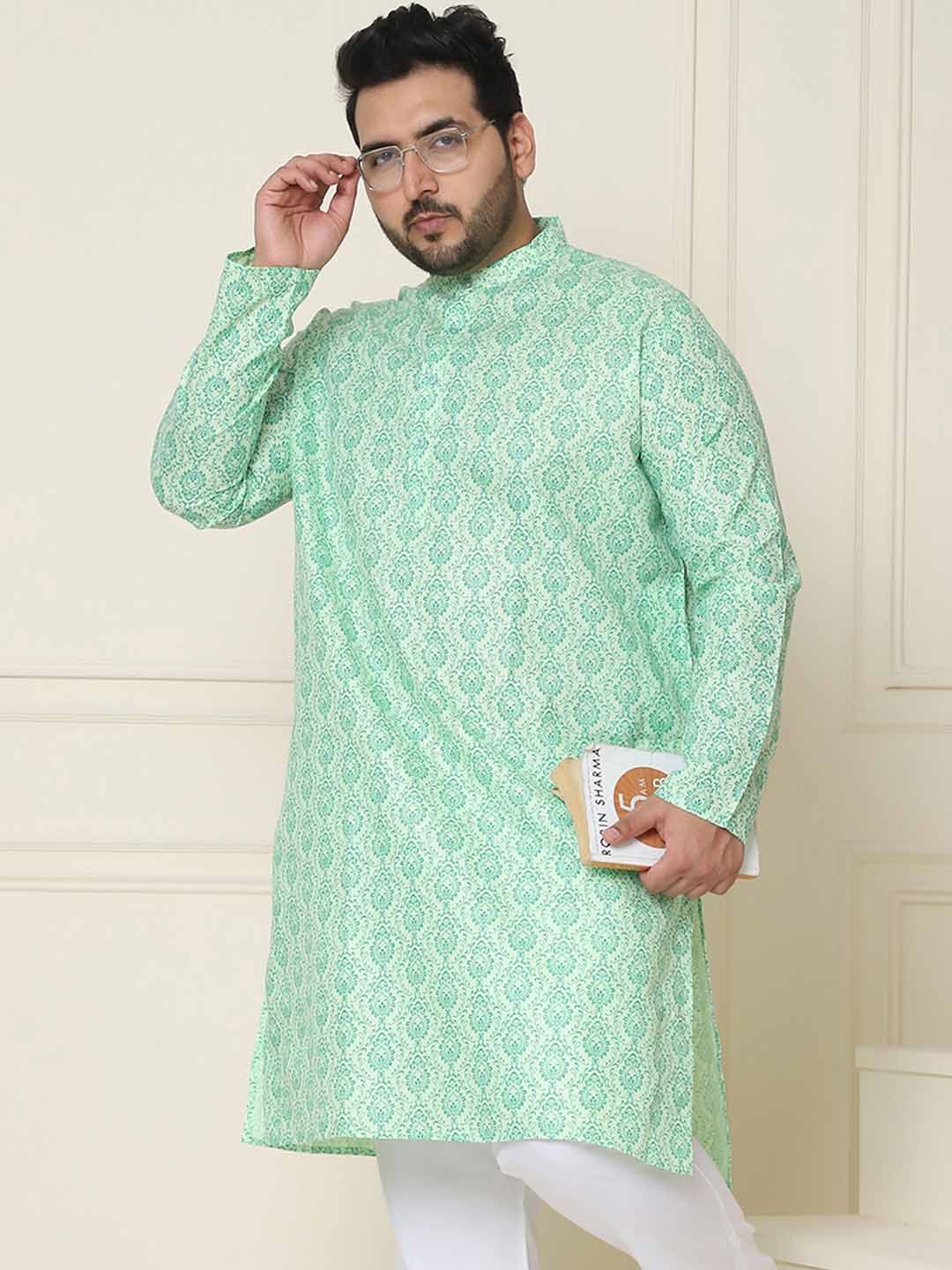SOJANYA PLUS Saiz Motif Etnik Kolar Jalur Kurta Lurus