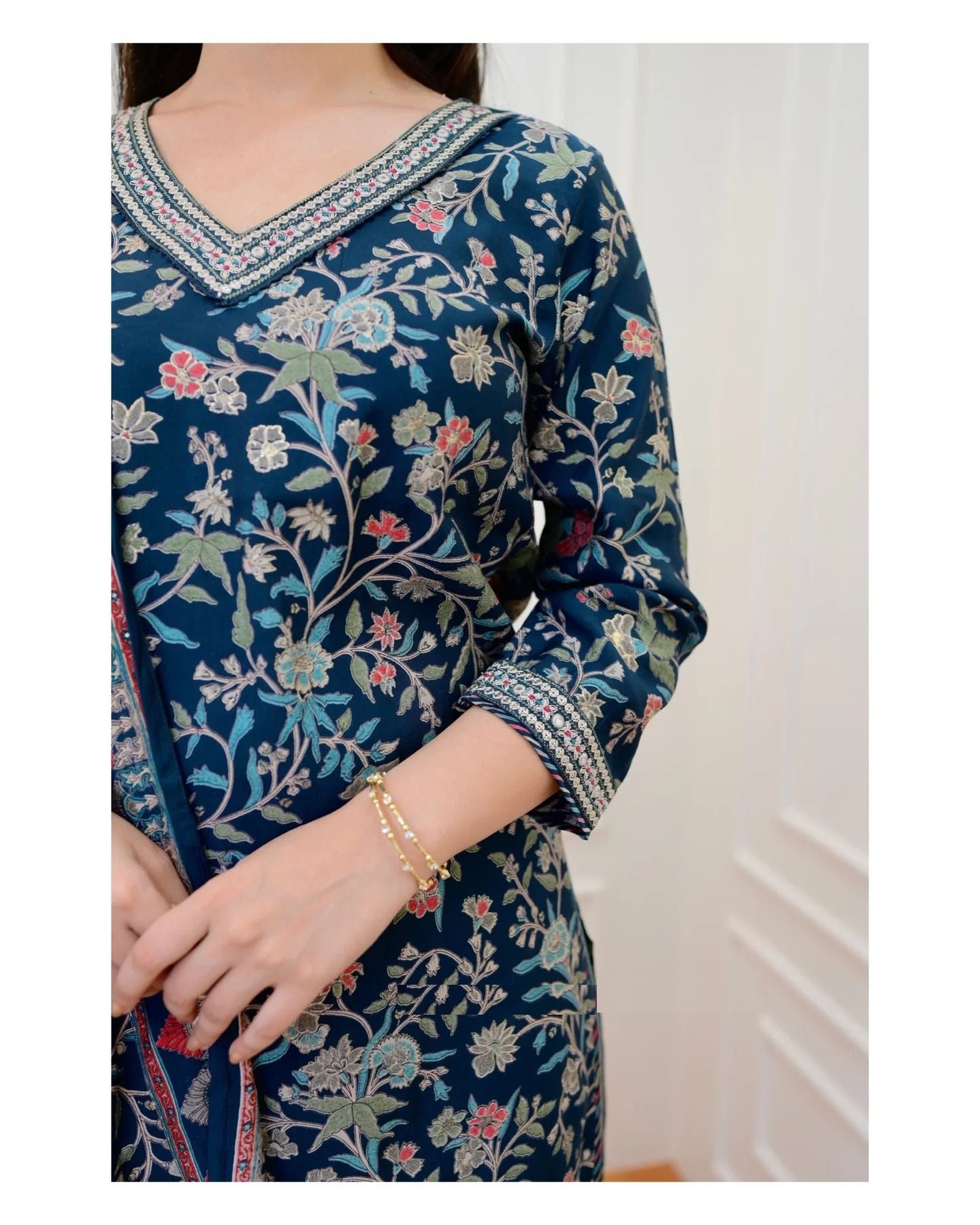 KALINI Women Floral Printed Tiered Kurta with Salwar & With Dupatta