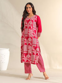 Mamicha Women Ethnic Motifs Printed Regular Beads and Stones Pure Cotton Kurta with Trousers