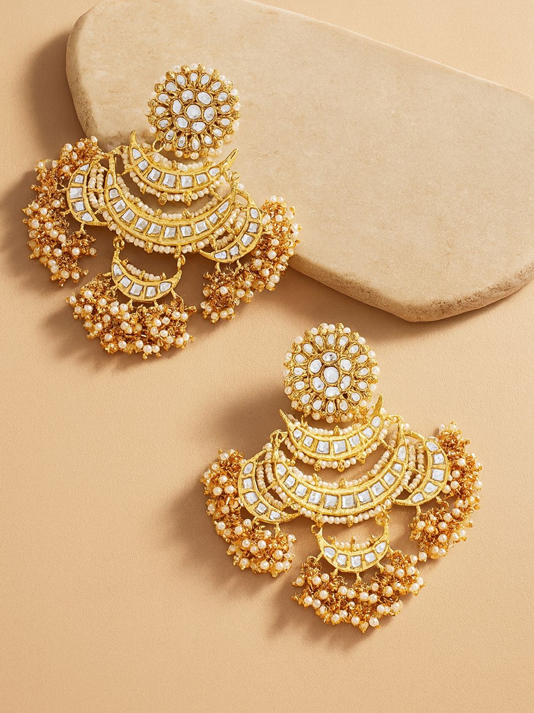 KARATCART Gold-Toned Classic Chandbalis Earrings