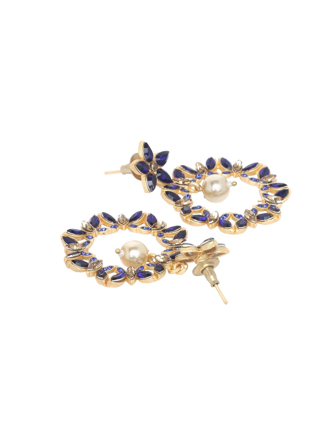 Anouk Gold Plated Cubic Zirconia Studded Circular Drop Earrings