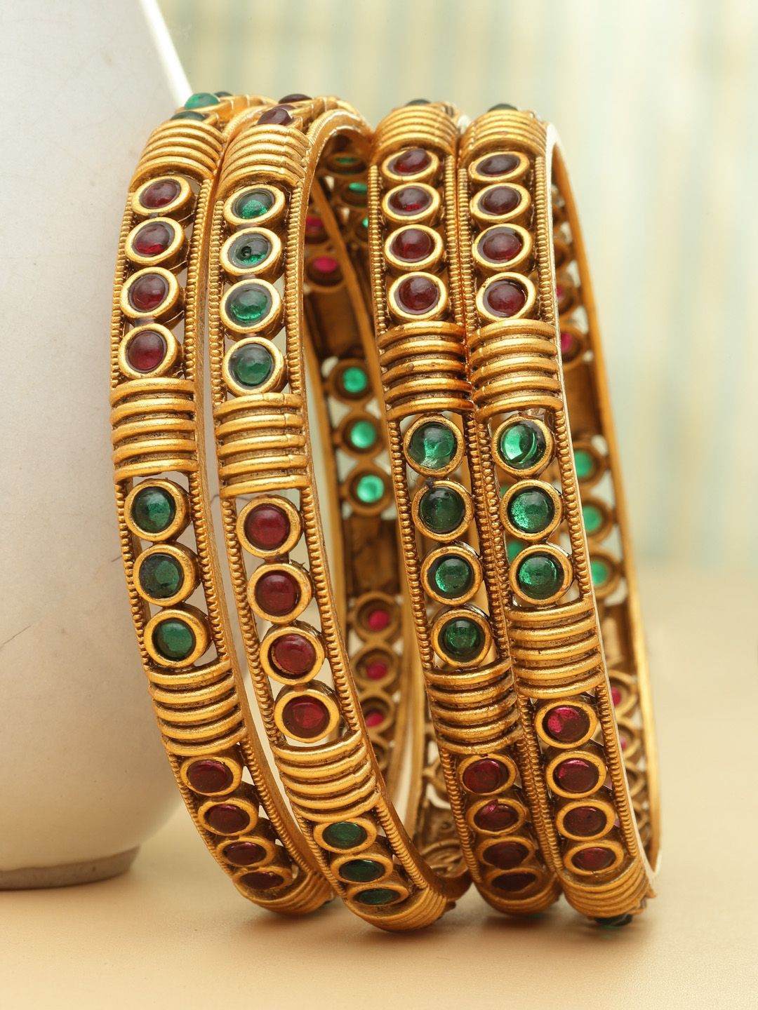 Set PANASH 4 Gelang Antik Buatan Tangan Bersalut Emas 24CT