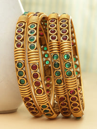 Set PANASH 4 Gelang Antik Buatan Tangan Bersalut Emas 24CT