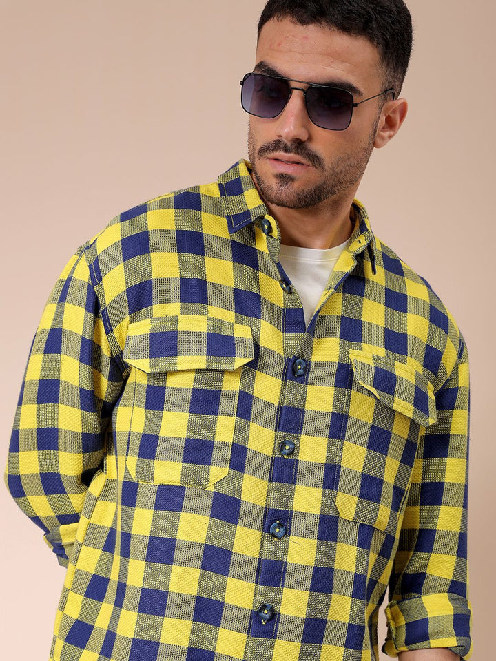 The Indian Garage Co Men Relaxed Fit Checked Dobby Textured Resortwear Shirt