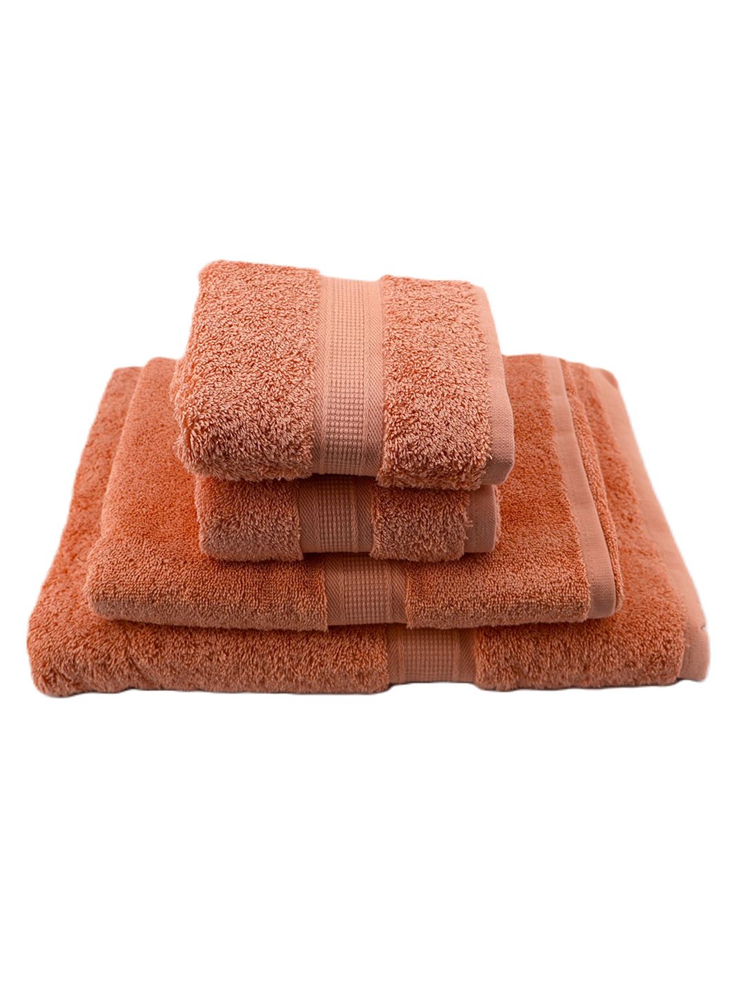 BOMBAY DYEING Peach Coloured 4 Piece Pure Cotton 550 GSM Towel Set