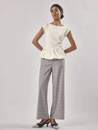 The Label Life Women Ivory Jacquard Bubble Hem Top