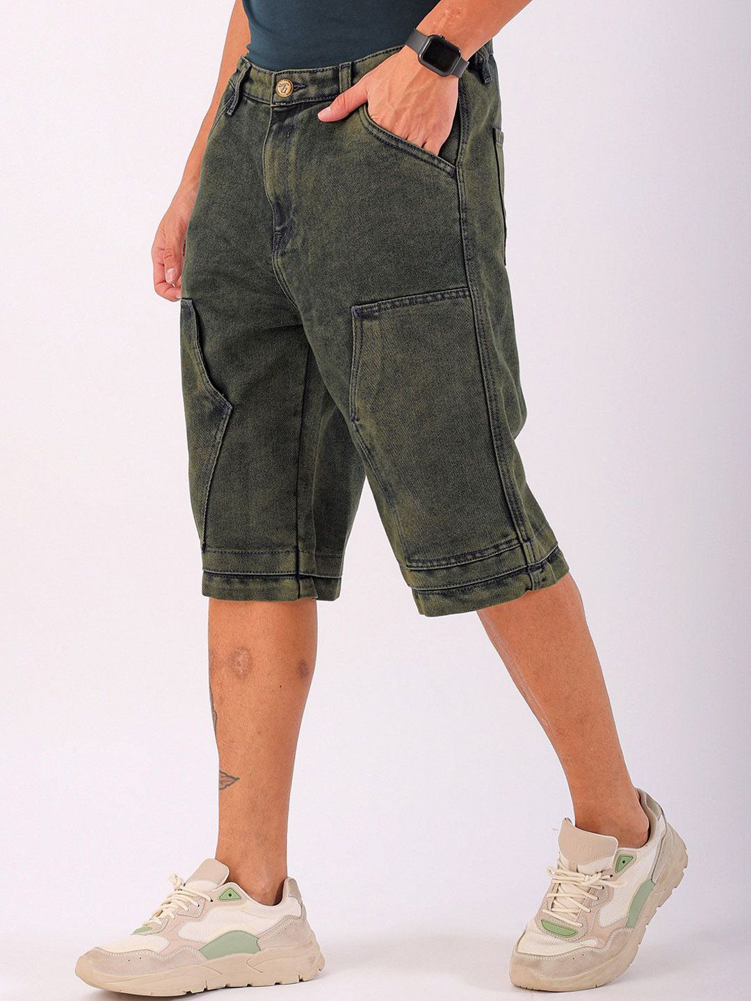 The Indian Garage Co Men Mid-Rise Denim Relaxed Fit Shorts