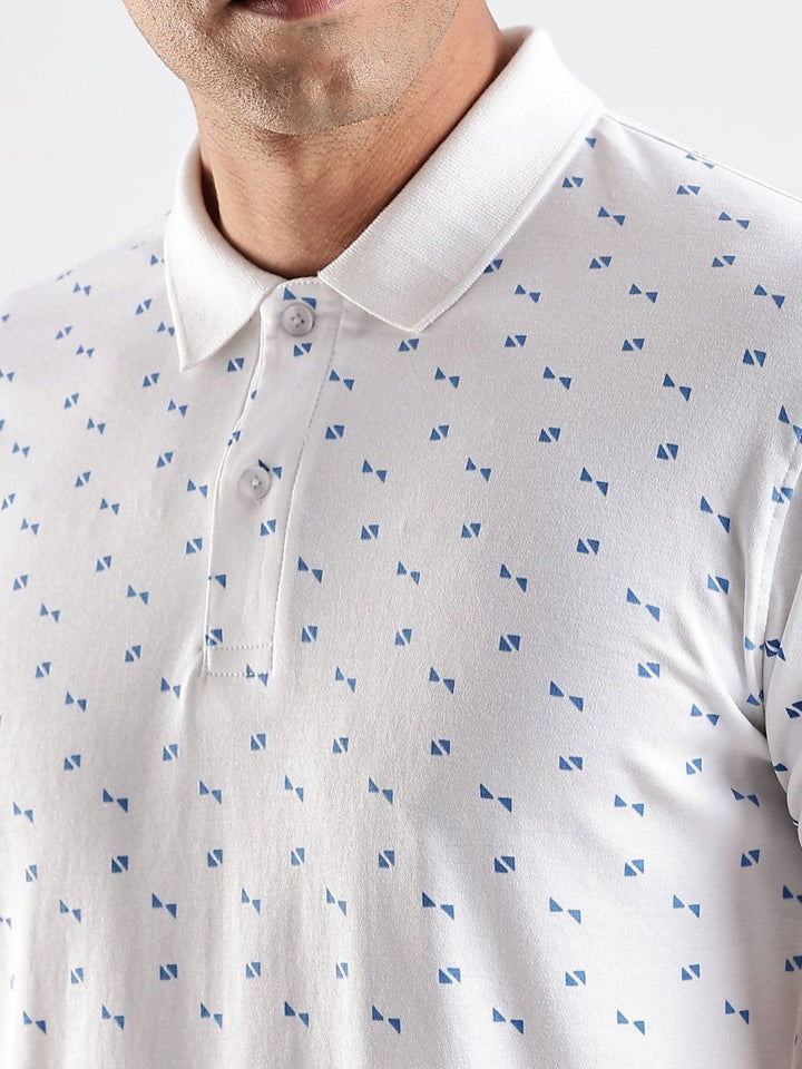 ADRO Conversational Printed Polo Collar Regular Fit Cotton T-shirt