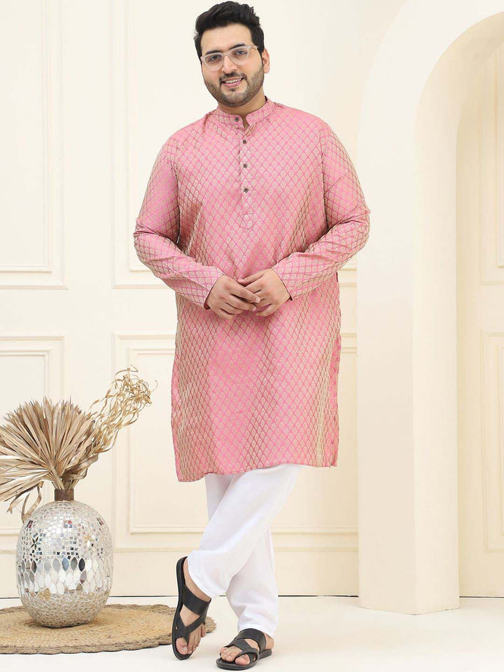 SOJANYA PLUS Motif Etnik Rekaan Tenunan Kurta Lurus Jacquard Dengan Pijama