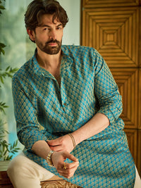 SOJANYA Mandarin Collar Ethnic Motifs Zari Woven Design Kurta