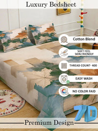 Myntra Elegant Homes Beige Geometric 300 TC Bedsheet with 2 Pillow Covers
