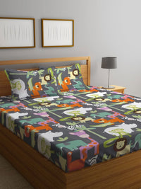 Myntra Elegant Homes Bercetak Kelabu & Putih Set Cadar King 300 TC 2.50 m x 2.20 m