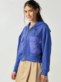 Bewakoof Women Zipped Oversized Hooded Crop Sweatshirt