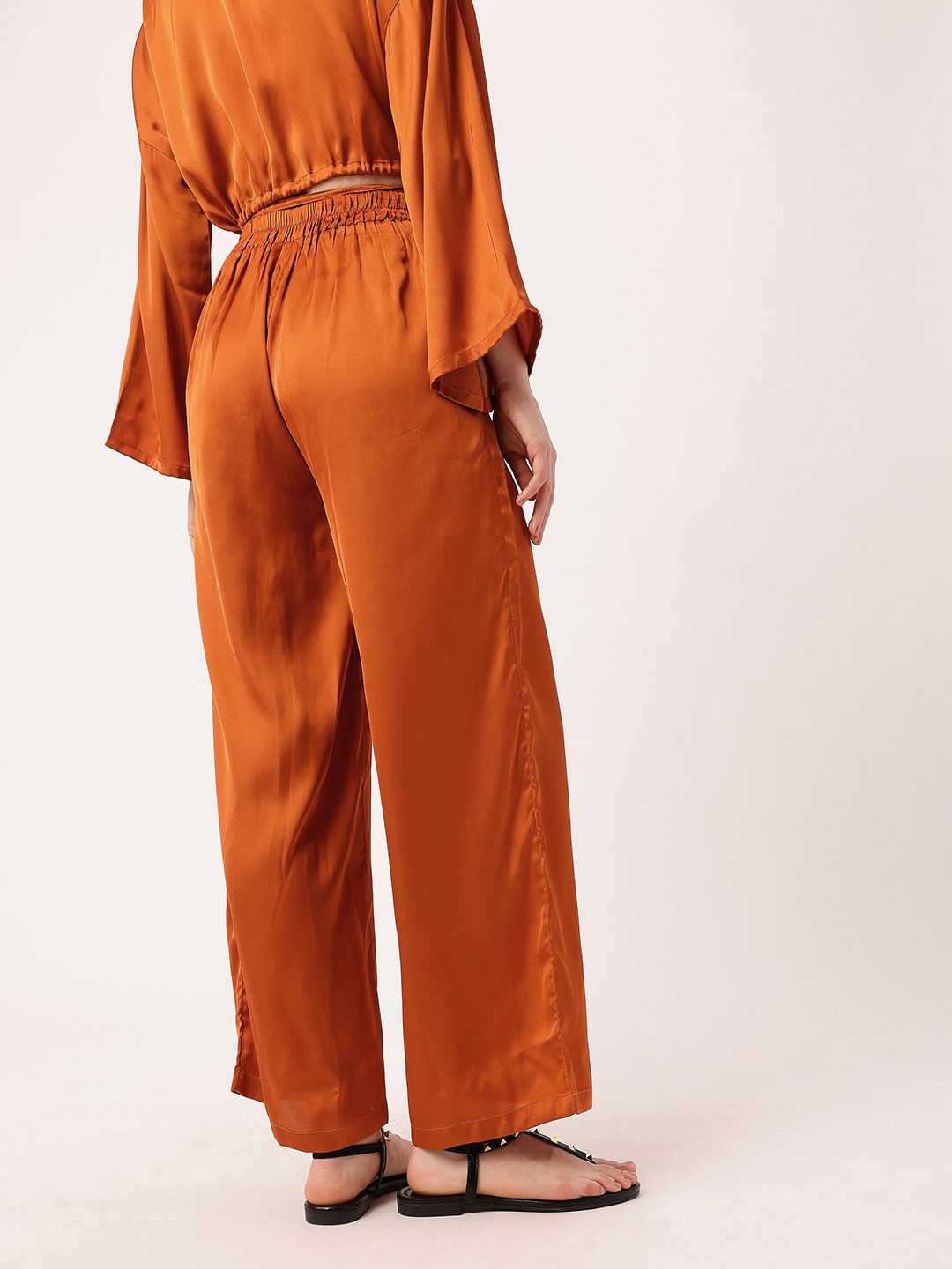 DressBerry Women Minimal Bonheme Satiny Grace Wide Leg Flared Trousers