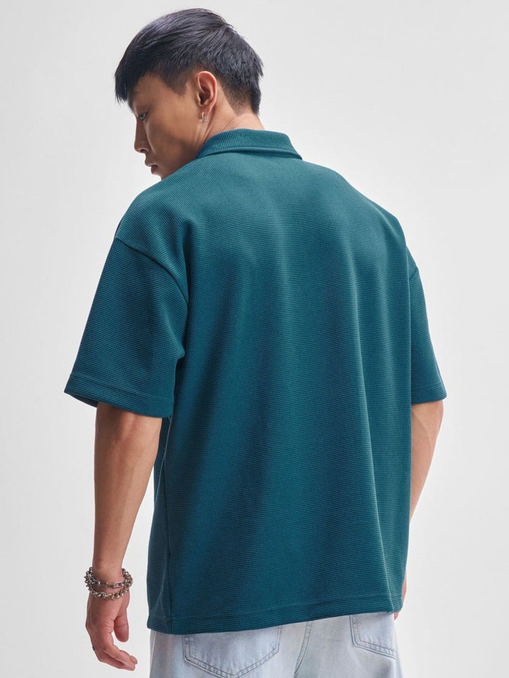 Highlander Polo Collar Drop-Shoulder Lengan T-Shirt Besar