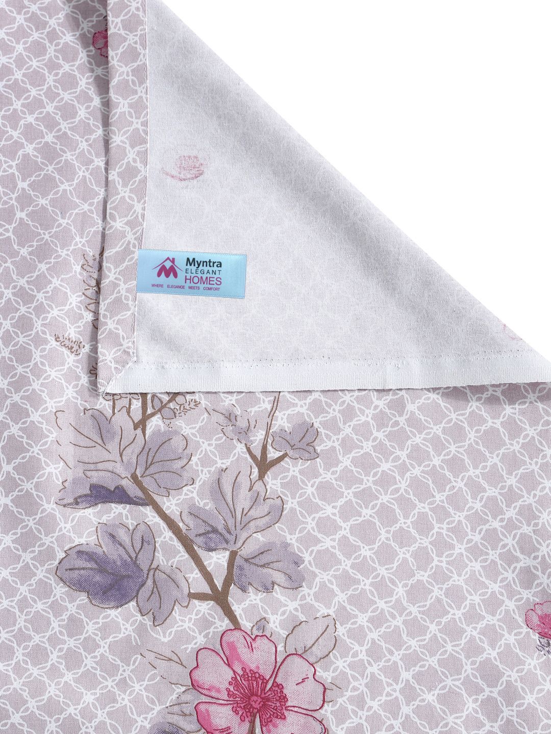 Myntra Elegant Homes Purple & Pink Floral Pure Cotton Set Cadar King 400 TC-2.5mX2.25m
